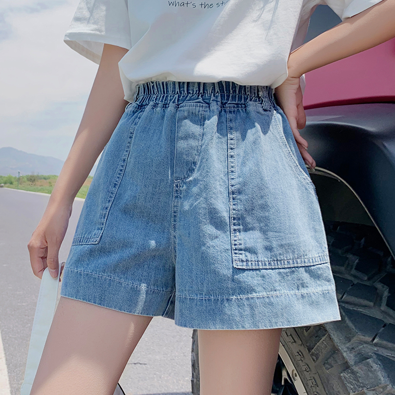 Pure cotton short jeans wide leg pants for women