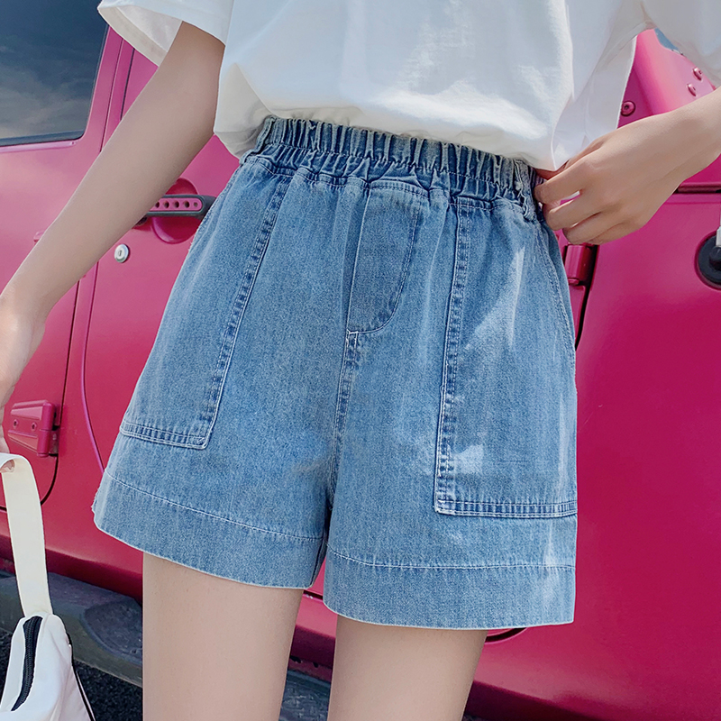 Pure cotton short jeans wide leg pants for women