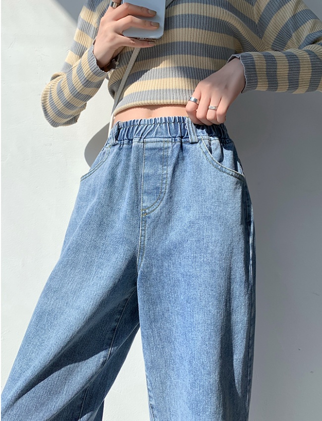 Straight crimping pants slim high waist nine pants for women