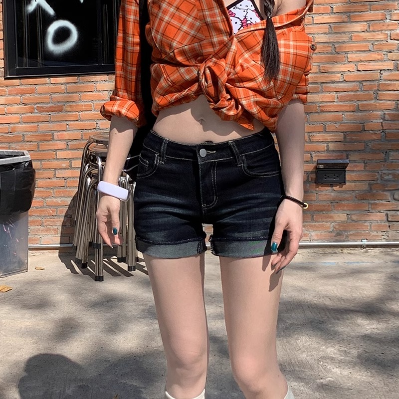 American style summer short jeans retro pants for women