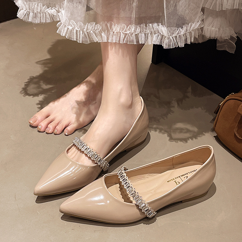 All-match rhinestone pointed within increased shoes