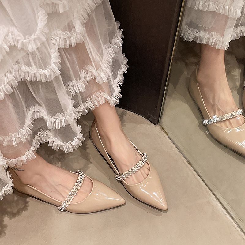 All-match rhinestone pointed within increased shoes