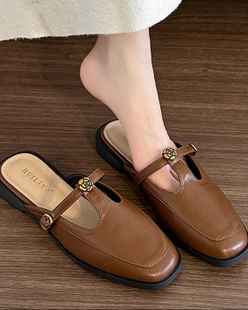 Retro cingulate slippers cozy simple shoes for women