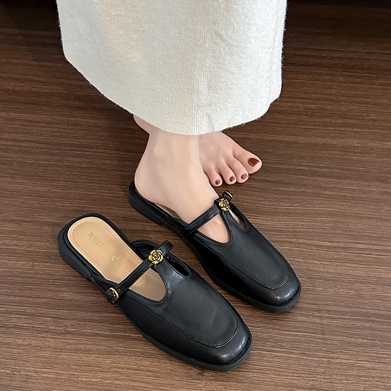 Retro cingulate slippers cozy simple shoes for women