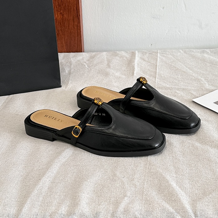 Retro cingulate slippers cozy simple shoes for women