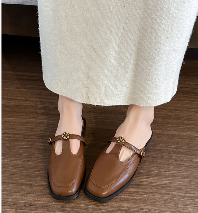 Retro cingulate slippers cozy simple shoes for women