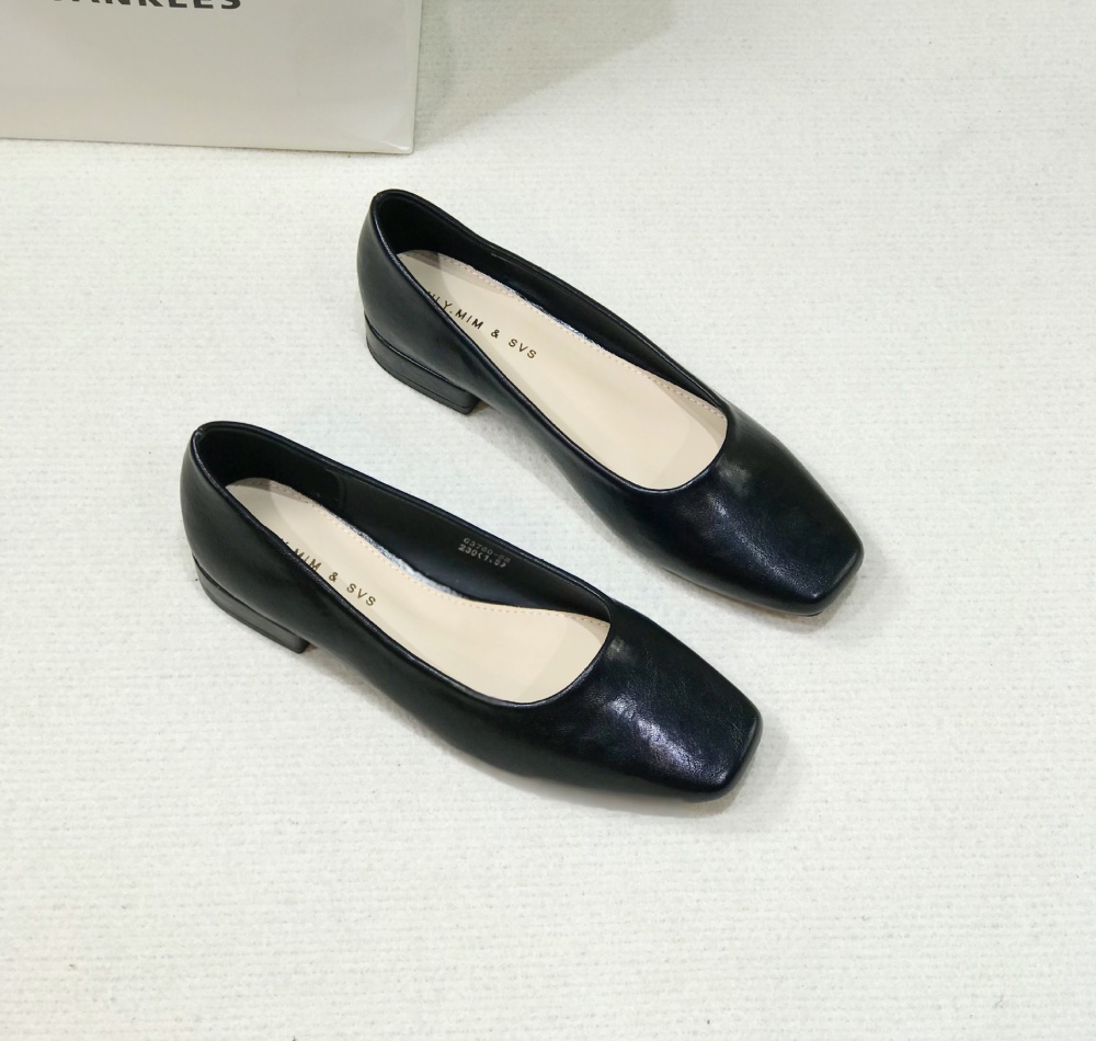 Middle-heel simple thick fashion low shoes for women
