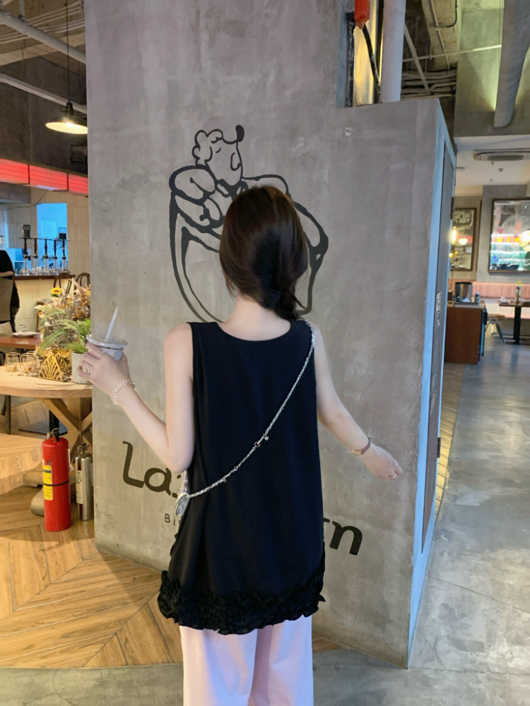 Korean style summer tops all-match wood ear vest for women