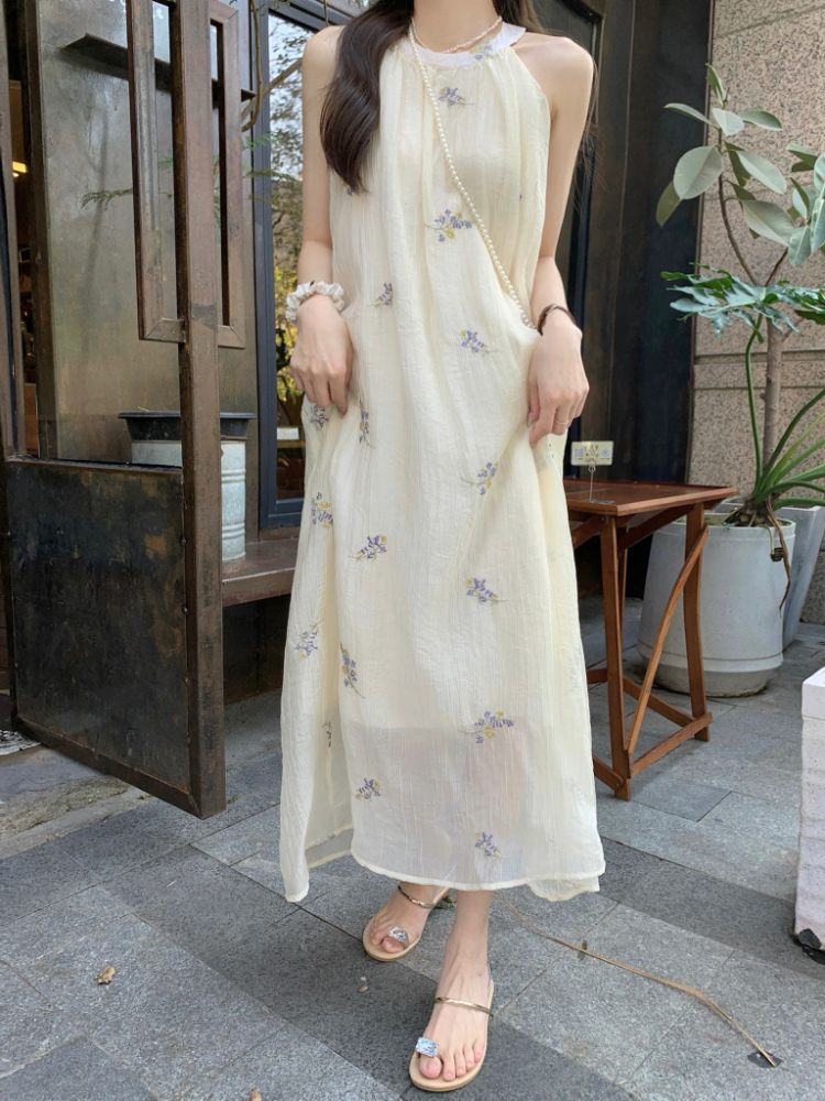 Sleeveless long dress vacation dress for women