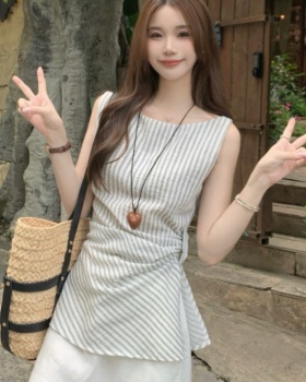 Sleeveless tops France style vest for women