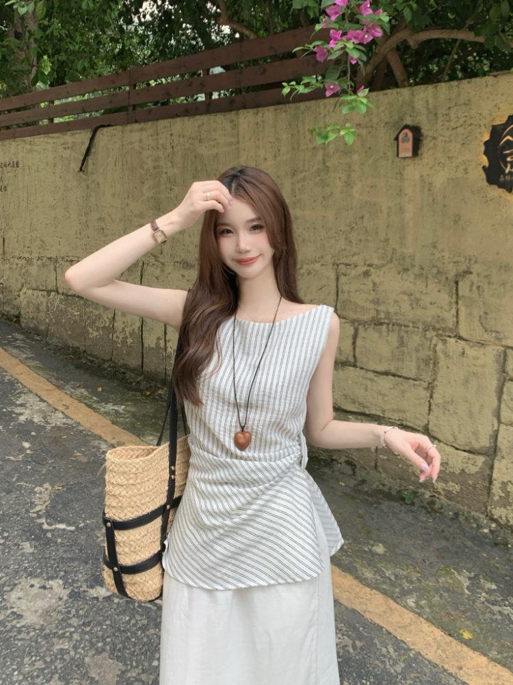 Sleeveless tops France style vest for women