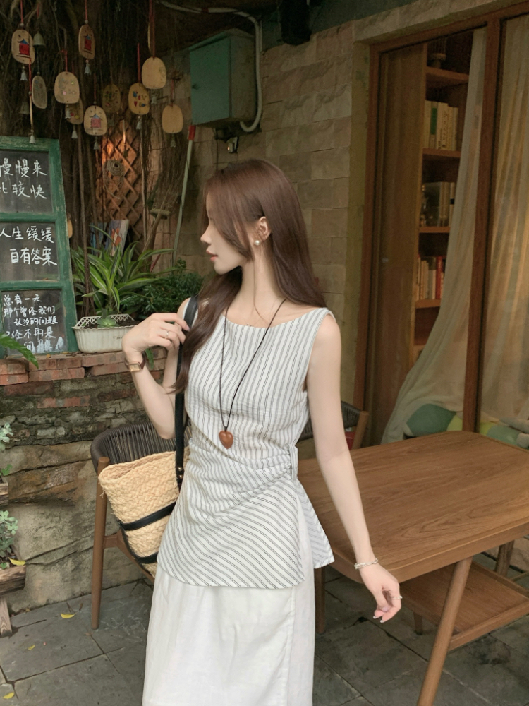 Sleeveless tops France style vest for women