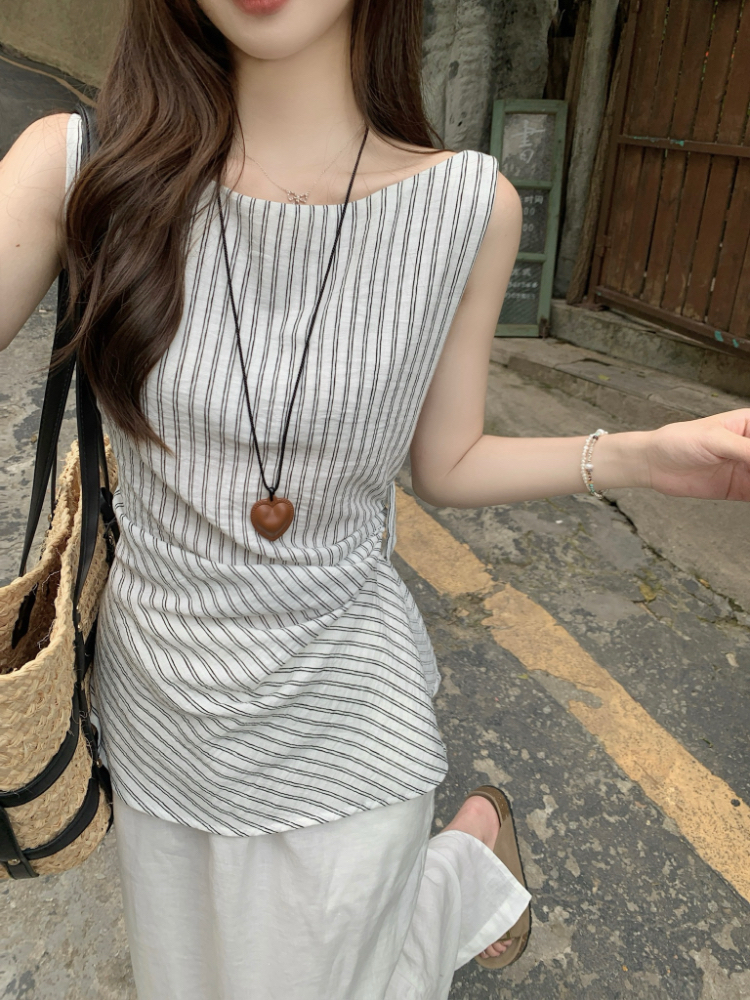 Sleeveless tops France style vest for women
