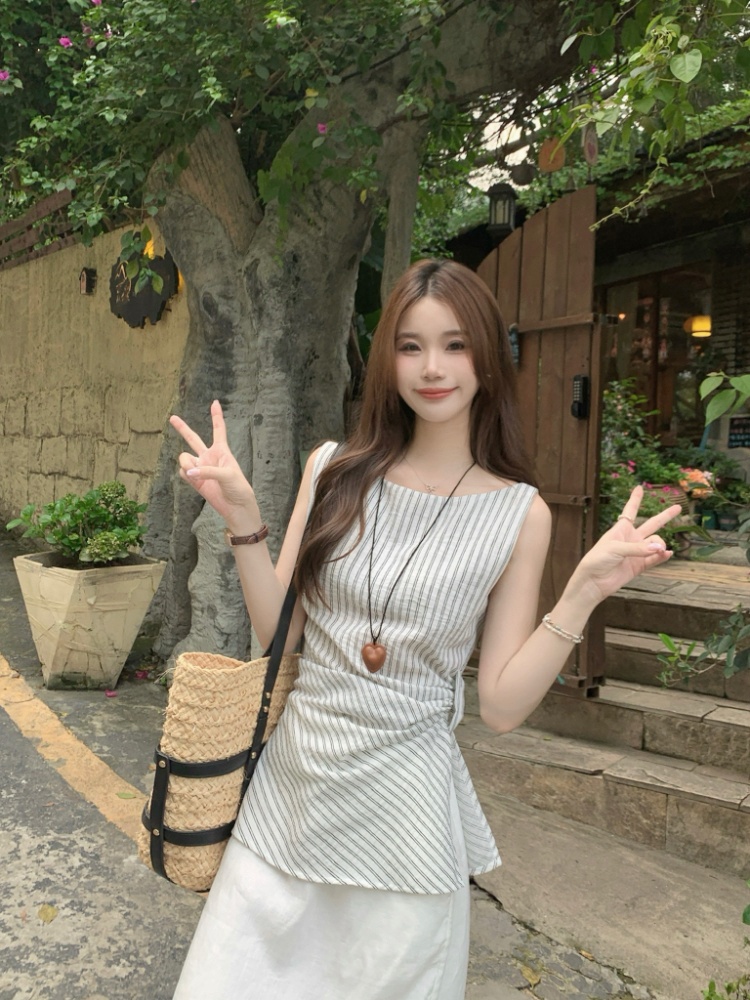 Sleeveless tops France style vest for women