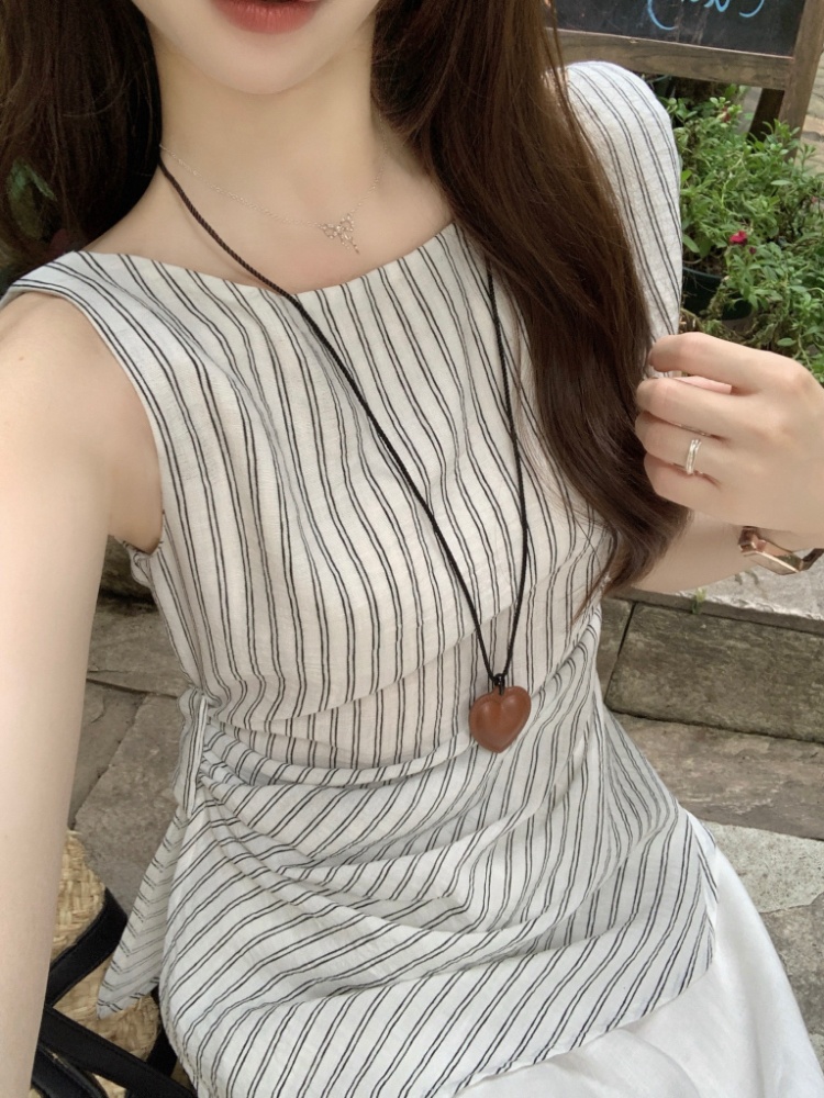 Sleeveless tops France style vest for women