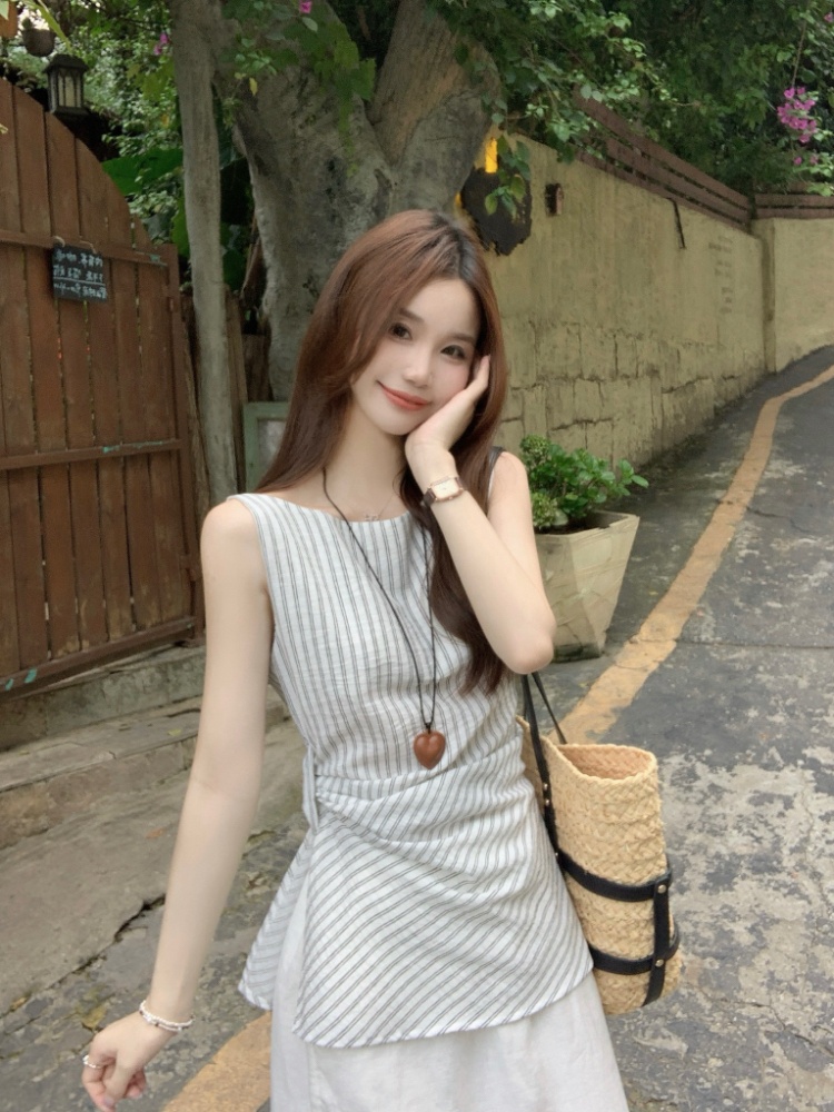 Sleeveless tops France style vest for women