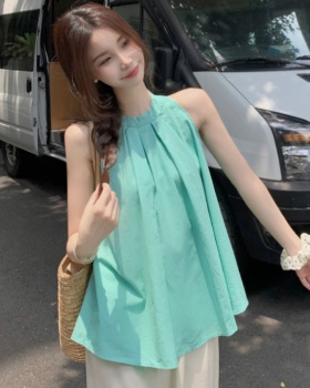 Loose fold tops Korean style vest for women