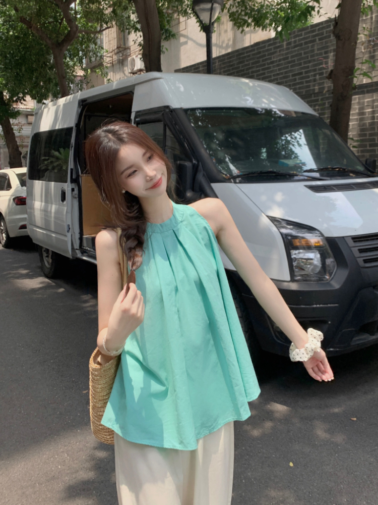 Loose fold tops Korean style vest for women
