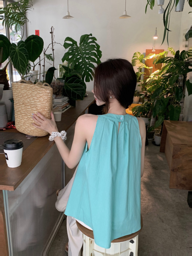 Loose fold tops Korean style vest for women
