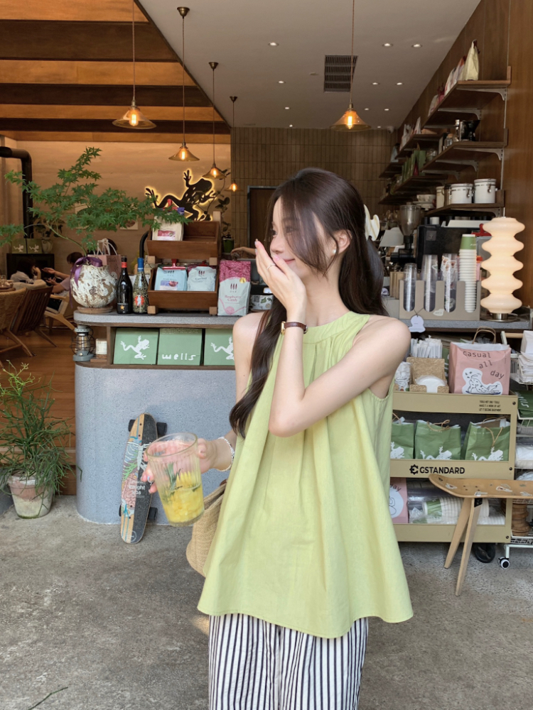 Loose fold tops Korean style vest for women