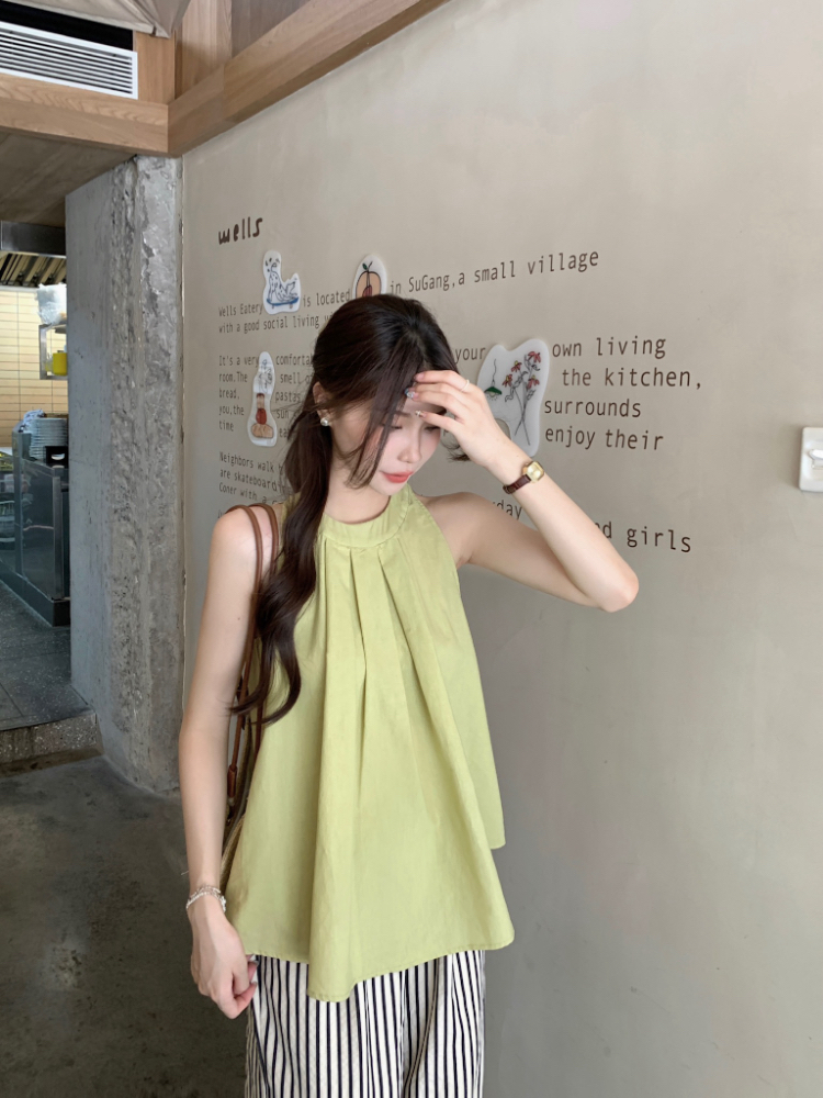 Loose fold tops Korean style vest for women