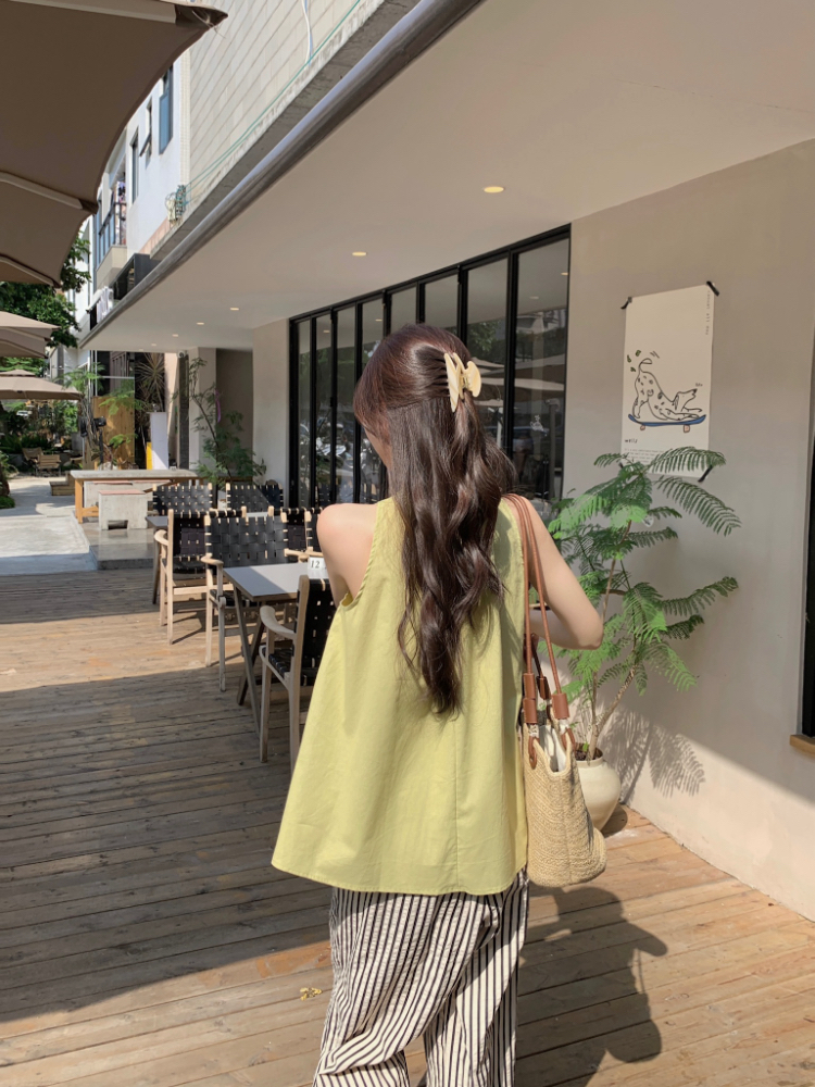 Loose fold tops Korean style vest for women