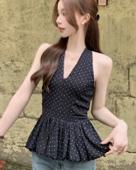 Polka dot short bud bandage vest for women