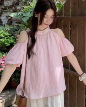 Loose slim frenum shirt halter sweet strapless tops for women