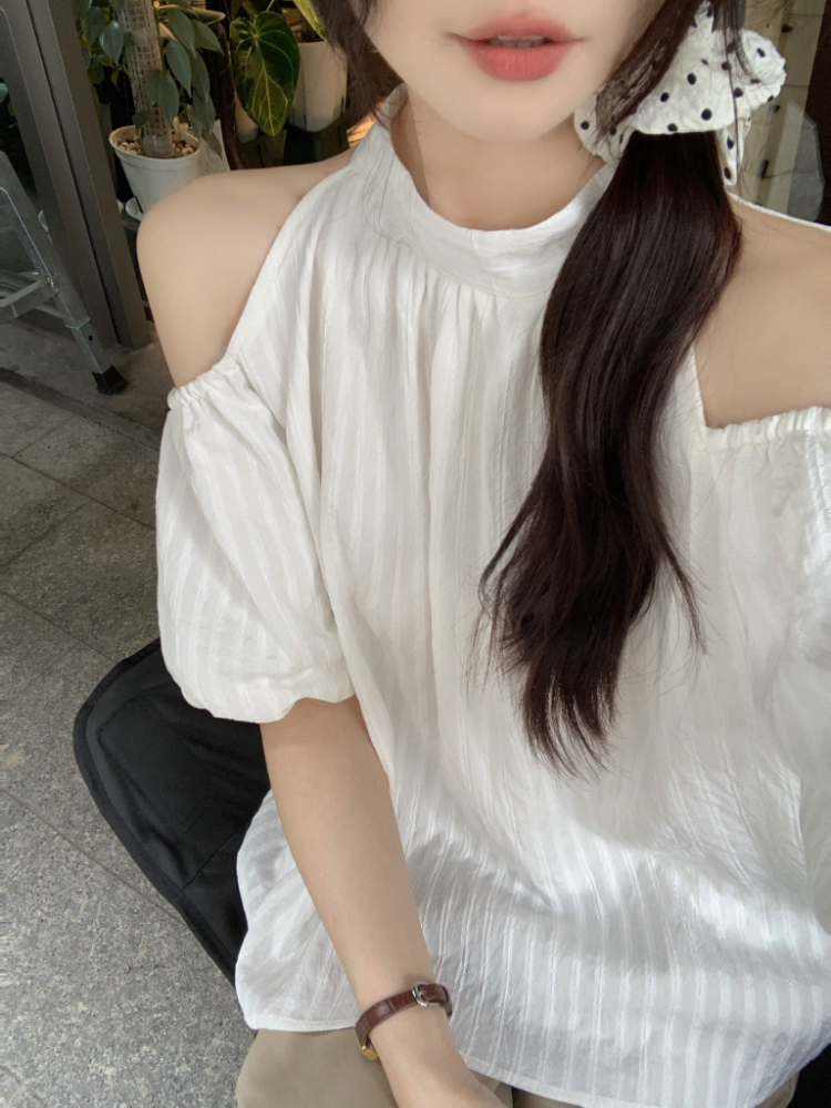 Loose slim frenum shirt halter sweet strapless tops for women