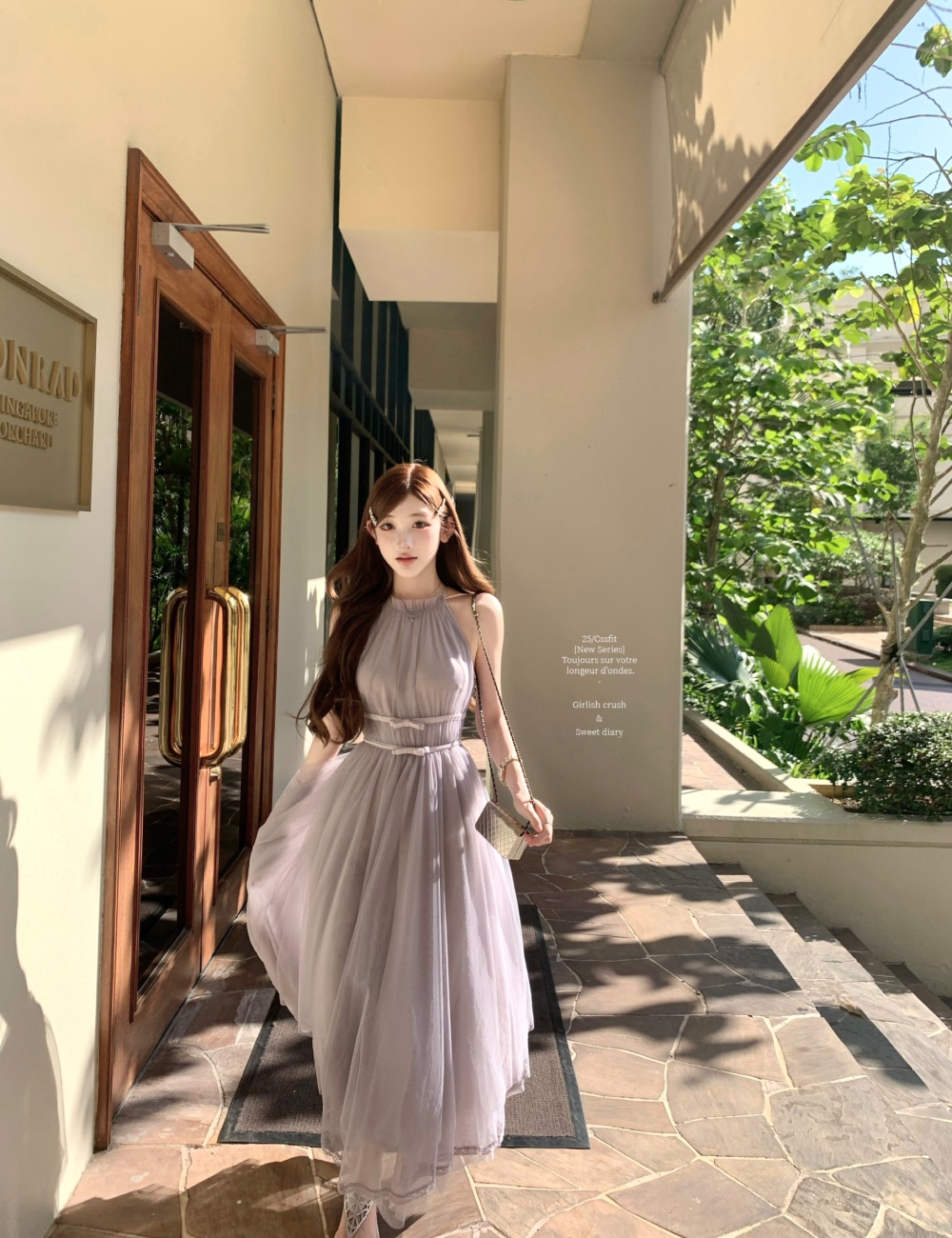 Purple halter irregular long dress