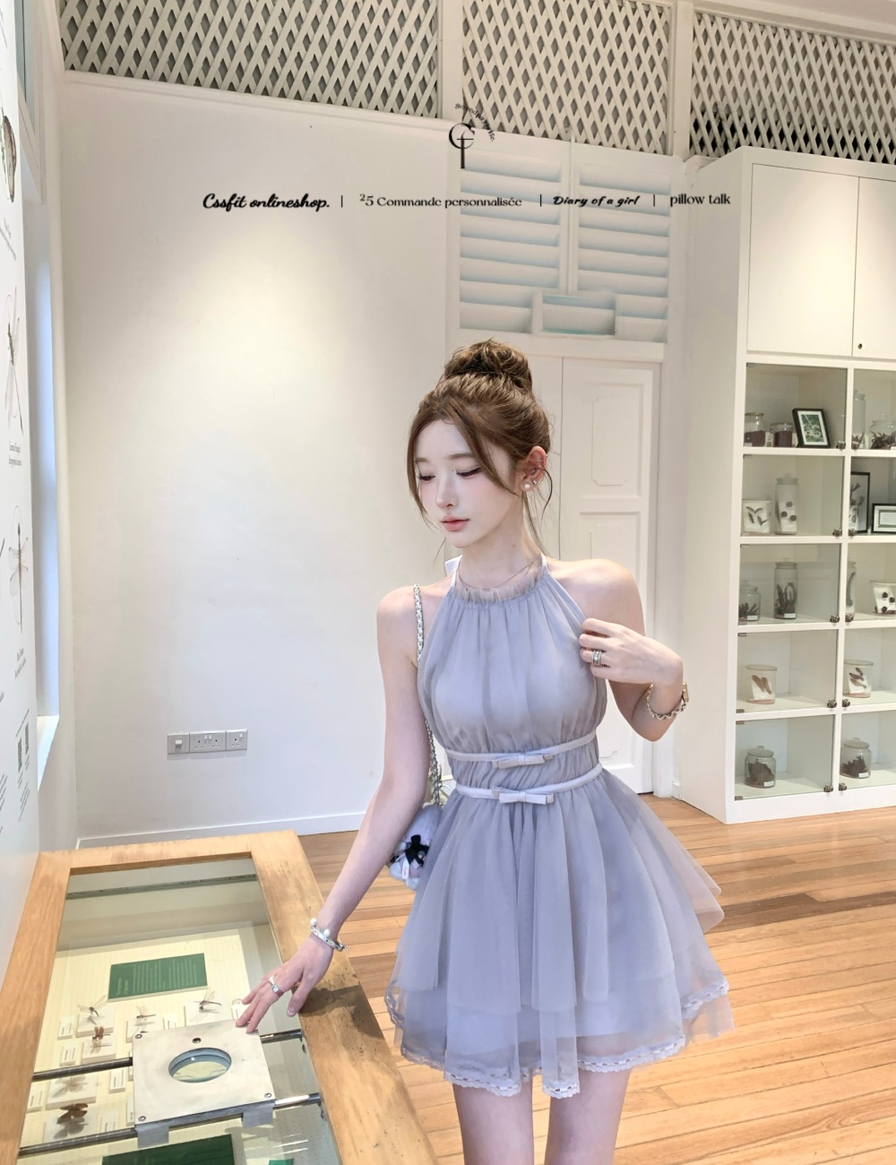 Short purple halter irregular dress