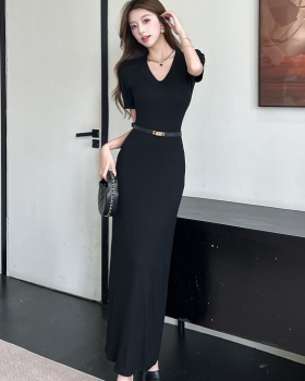 Ladies short sleeve dress summer long dress for women