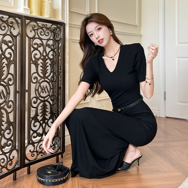 Ladies short sleeve dress summer long dress for women