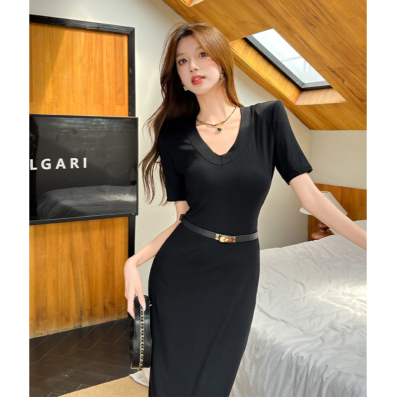 Ladies short sleeve dress summer long dress for women