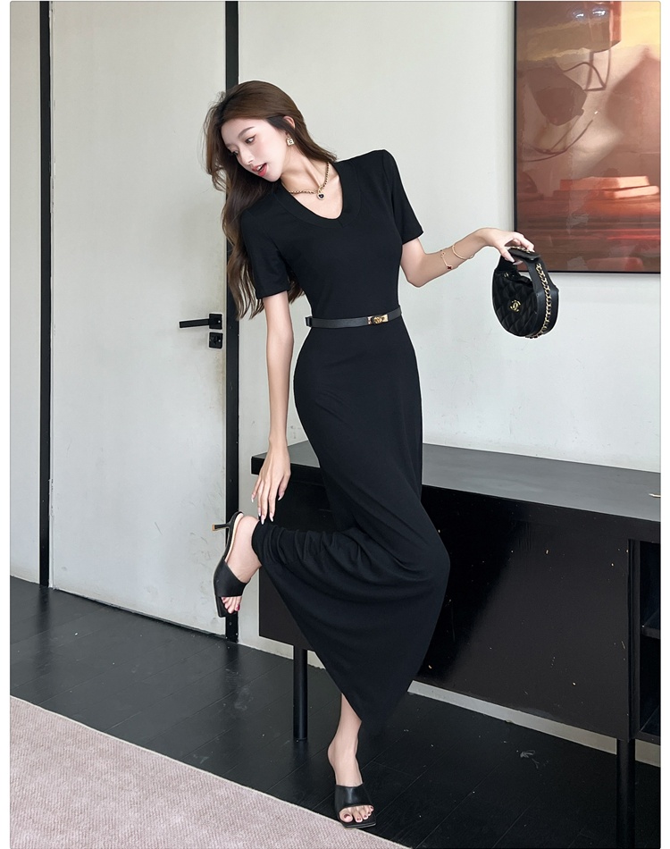 Ladies short sleeve dress summer long dress for women