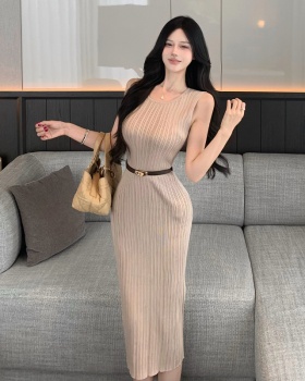 Split unique package hip vest slim temperament long dress