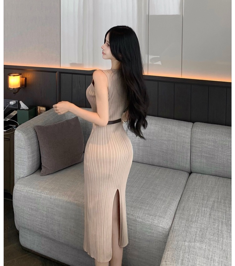 Split unique package hip vest slim temperament long dress