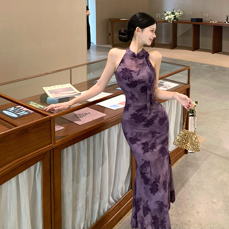 Colors cheongsam Chinese style long dress for women