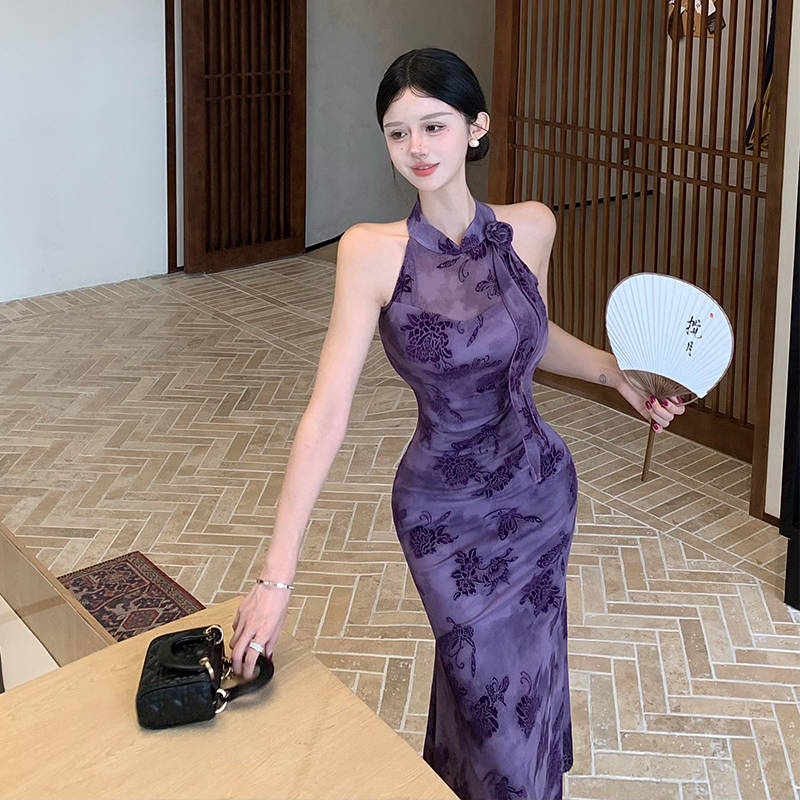 Colors cheongsam Chinese style long dress for women
