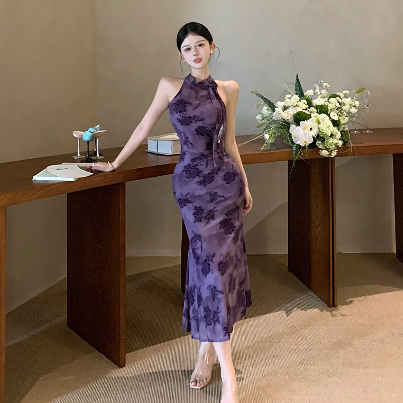 Colors cheongsam Chinese style long dress for women