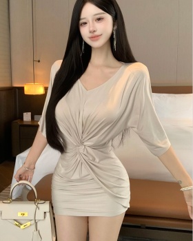 Package hip T-back pinched waist dress for women