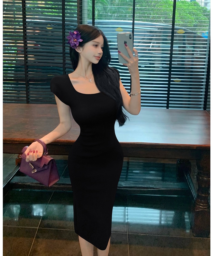 Unique special summer long dress package hip purple dress