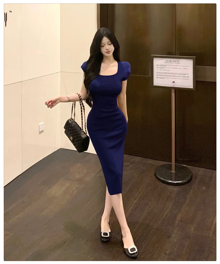 Unique special summer long dress package hip purple dress