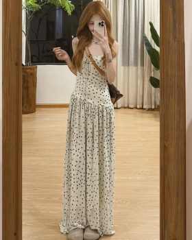 Pinched waist A-line dress France style frenum long dress