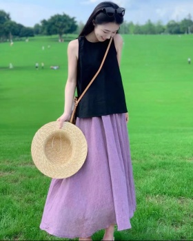 Purple summer short skirt show young fashion tops 2pcs set