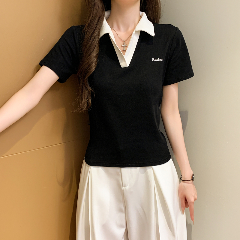 Short letters T-shirt pure cotton tops for women
