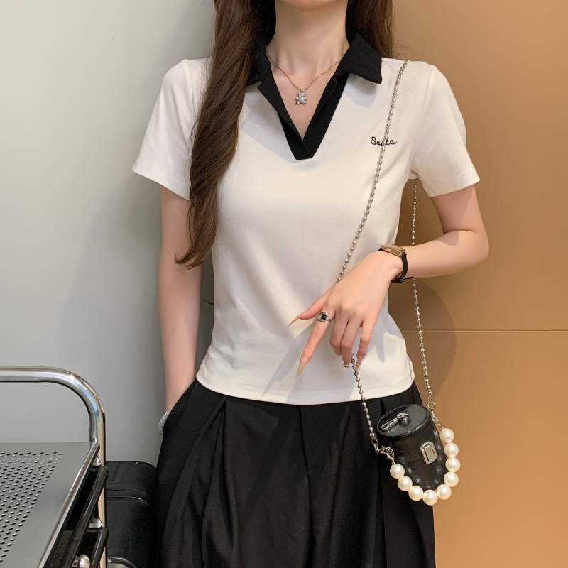 Short letters T-shirt pure cotton tops for women