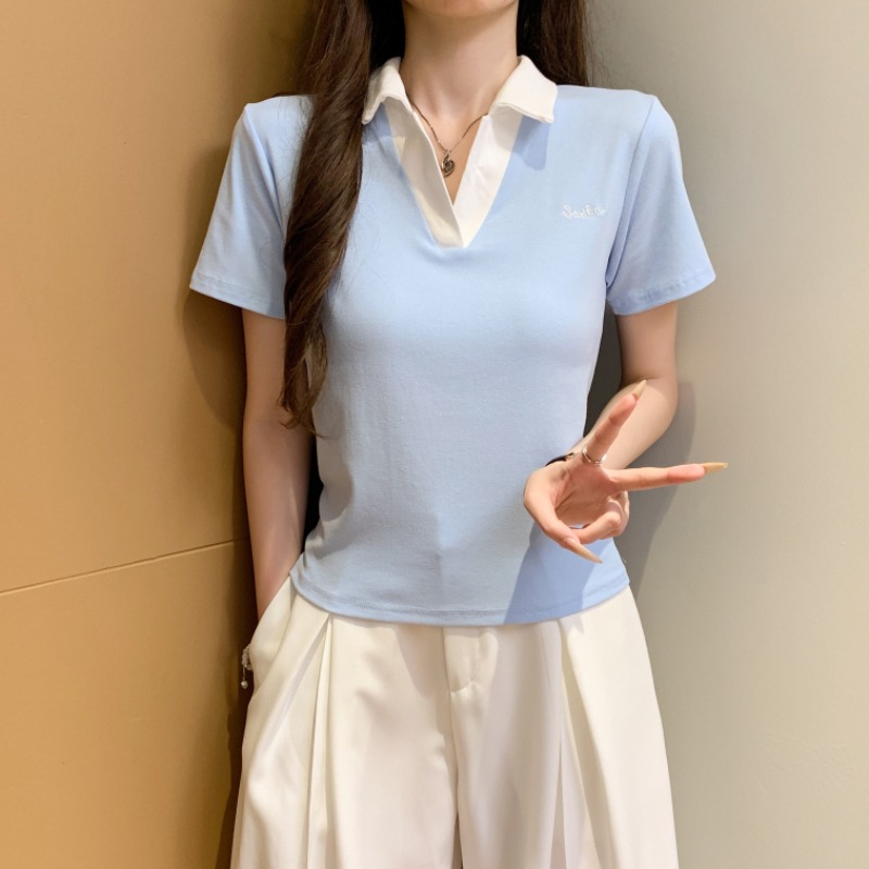 Short letters T-shirt pure cotton tops for women
