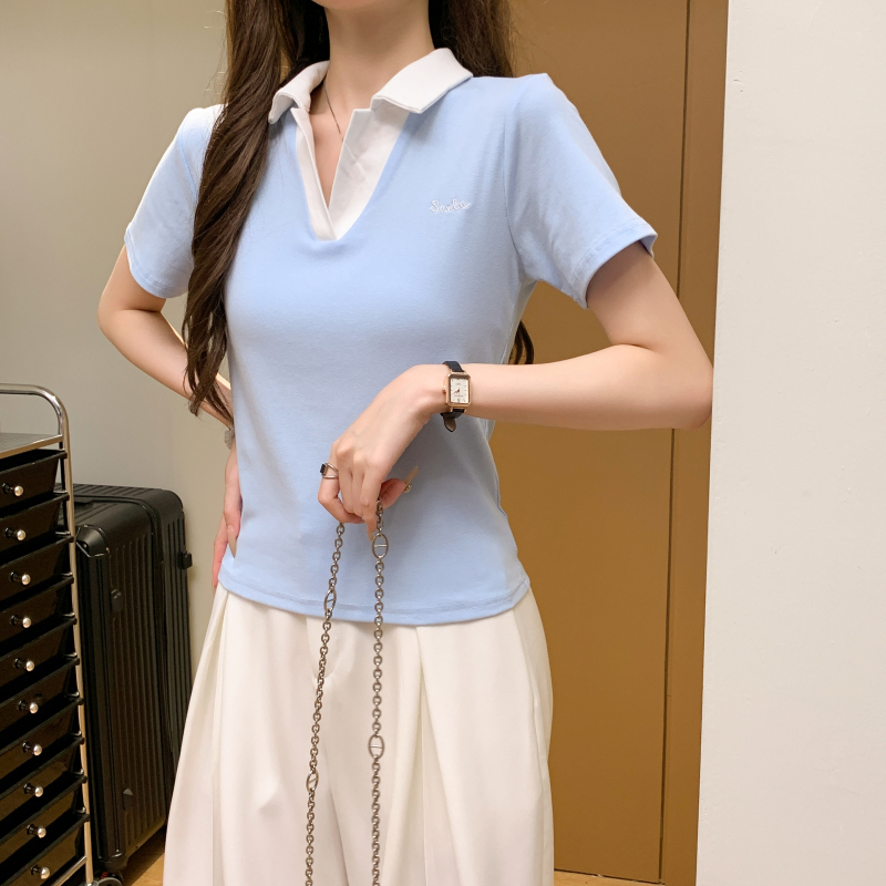 Short letters T-shirt pure cotton tops for women