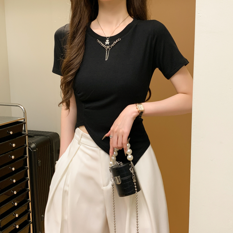 Irregular Korean style T-shirt Western style tops for women